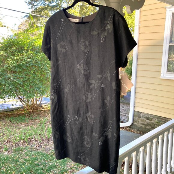 Jones New York 100% Linen Short-Sleeve Shift Dress NWT - Picture 1 of 12